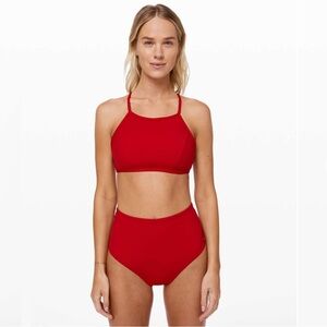 Lululemon Red high-neck swim top